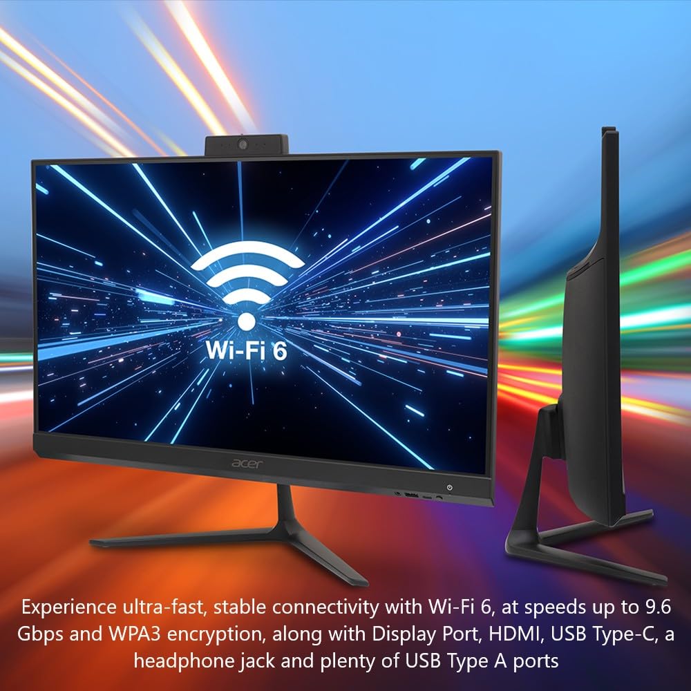 acer Aspire C24 AIO Desktop | 23.8" Full HD IPS 120Hz Display | AMD Ryzen 5 7430U Hexa-Core Processor | AMD Radeon Graphics | 8 GB DDR4 | 512GB PCIe SSD | Wi-Fi 6 | USB Keyboard & Mouse | C24-2G-UR13 - Image 5