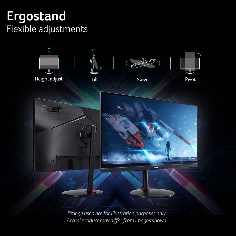 Acer Nitro 27" WQHD 2560 x 1440 PC Gaming IPS Monitor | AMD FreeSync Premium Up to 180Hz Refresh 0.5ms DCI-P3 95% 1 Display Port 1.2 & 2 HDMI 2.0 XV271U M3bmiiprx,Black - Image 8