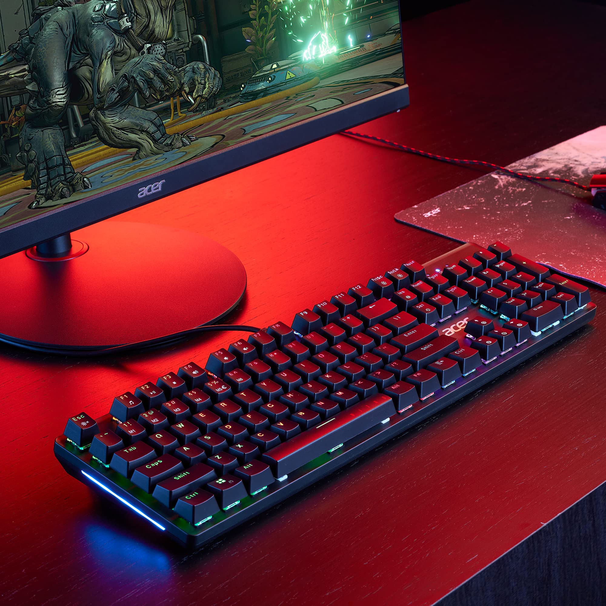 acer Nitro Gen 2 Wired Gaming Keyboard - RGB Illuminated Keyboard | 100% Anti-Ghosting (N-Key Rollover) | Mechanical Axis | Ergonomic Arc Keycaps | Embedded Multimedia Keys, (Pack of 1) - Image 3