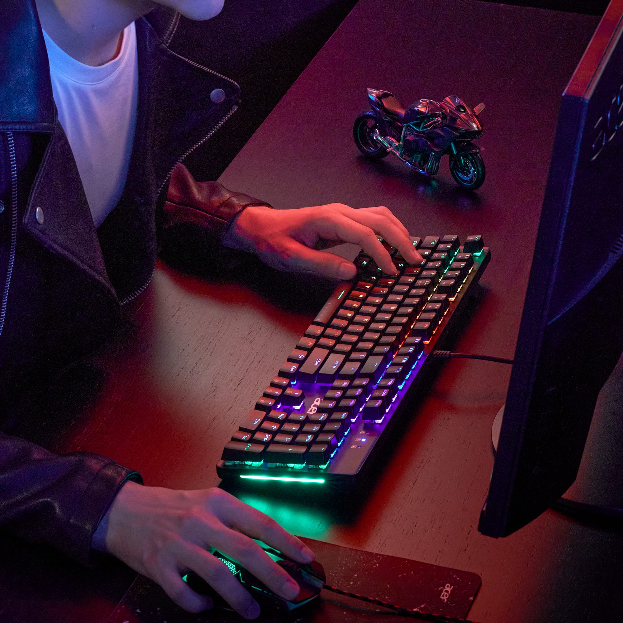 acer Nitro Gen 2 Wired Gaming Keyboard - RGB Illuminated Keyboard | 100% Anti-Ghosting (N-Key Rollover) | Mechanical Axis | Ergonomic Arc Keycaps | Embedded Multimedia Keys, (Pack of 1) - Image 4